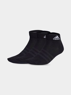 adidas 3 Pack Black Ankle Socks
