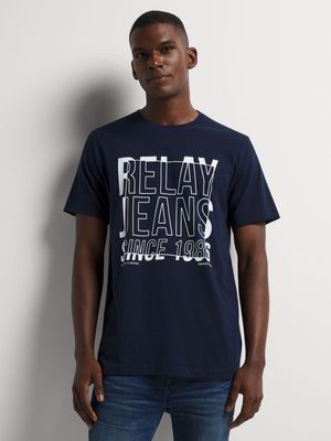 Men's Relay Jeans Square Outline Navy Graphic T-Shirt