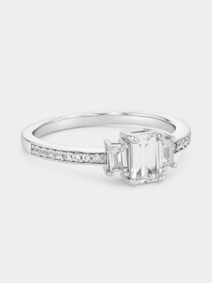 Classic Silver Women's Diamond Trilogy Ring - 925