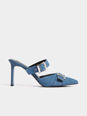 Women's Blue Denim buckle Heel