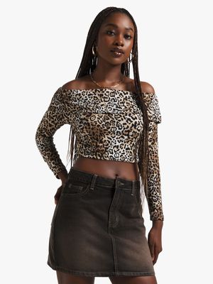 Women's Brown Denim Mini Skirt