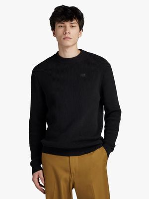 G-Star Men's Pullover Dark Black Knitted Sweater