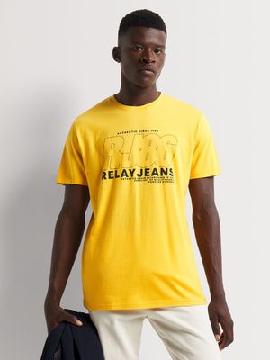 Men's Relay Jeans Outline Graphic Yellow T-Shirt
