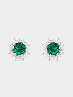 925 Emerald Female Noble Stud Silver Earring.