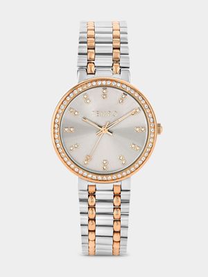Tempo Rose Plated Smoky Tone Dial Two-Tone Bracelet Watch