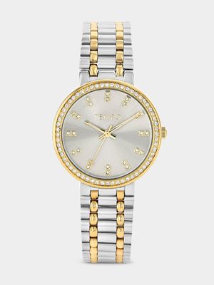 Tempo Gold Plated Smoky Tone Dial Two-Tone Bracelet Watch