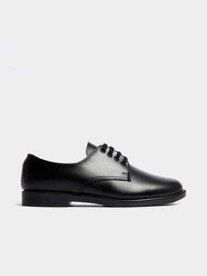 Jet Younger Boys Black Leather School Shoes