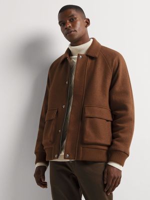 Fabiani Men's Smart Woolblend Rust Harrington Jacket