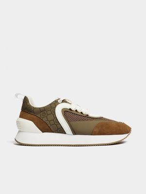 Fabiani Mesh and Leather Fatigue Runner Sneakers