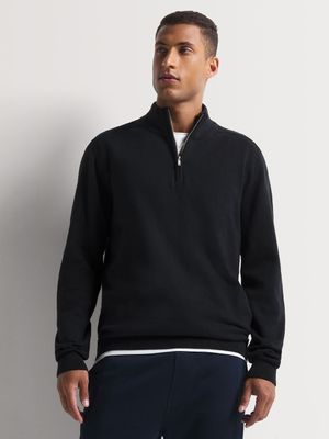 Men's Markham Short Zip Black Pullover Knitwear