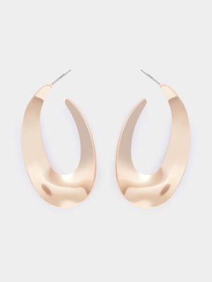 Beaten Carved Flat Hoop Earrings