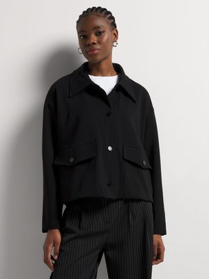 Women's Me&B Black Cropped Ponti Jacket