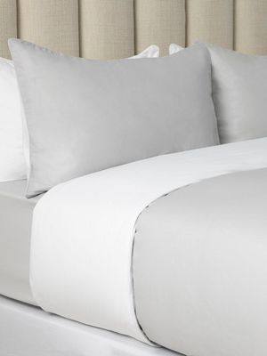 Everynight Reversible Cotton Duvet Cover Set Silver/White