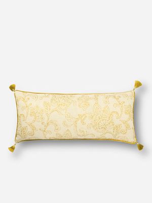 Grace Damask Tasselled Scatter Cushion Natural 40x90cm
