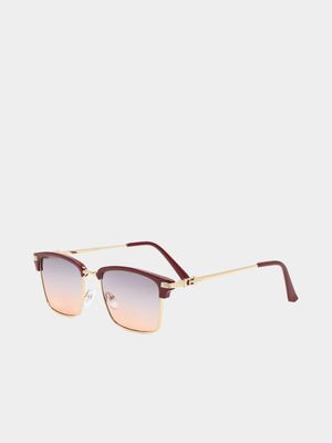 Men's Markham Burgundy Clubmaster Sunglasses