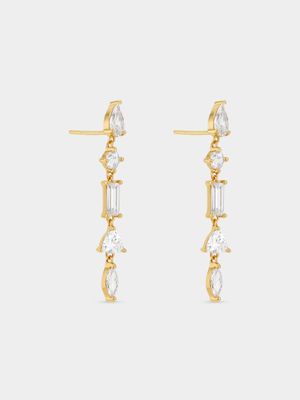 Gold Plated Sterling Silver Cubic Zirconia Scatter Drop Earrings