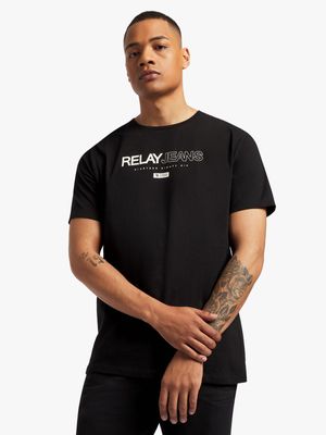 Men's Relay Jeans Slim Fit Lock Up Graphic Black T-Shirt