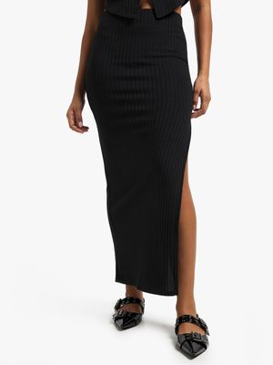 Women's Black Co-Ord Maxi Skirt With Slit