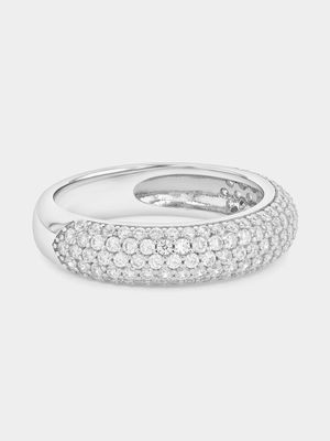 Sterling Silver Cubic Zirconia Pavé Ring