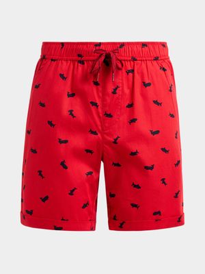 Older Boy's Red Shark Print Shorts