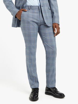 Men's Markham Slim Multi Check Blue Trouser