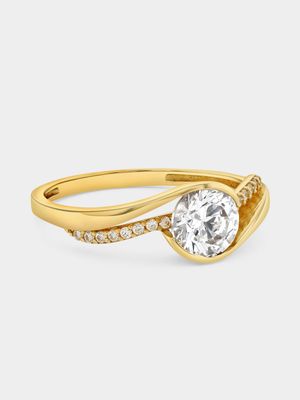 Yellow Gold Cubic Zirconia Embrace Ring