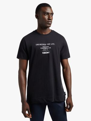 Union-DNM Black Regular Branded T-Shirt