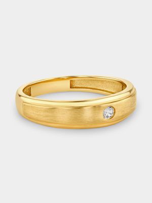 Yellow Gold Lab Grown Diamond Solitaire Satin Centre Ring