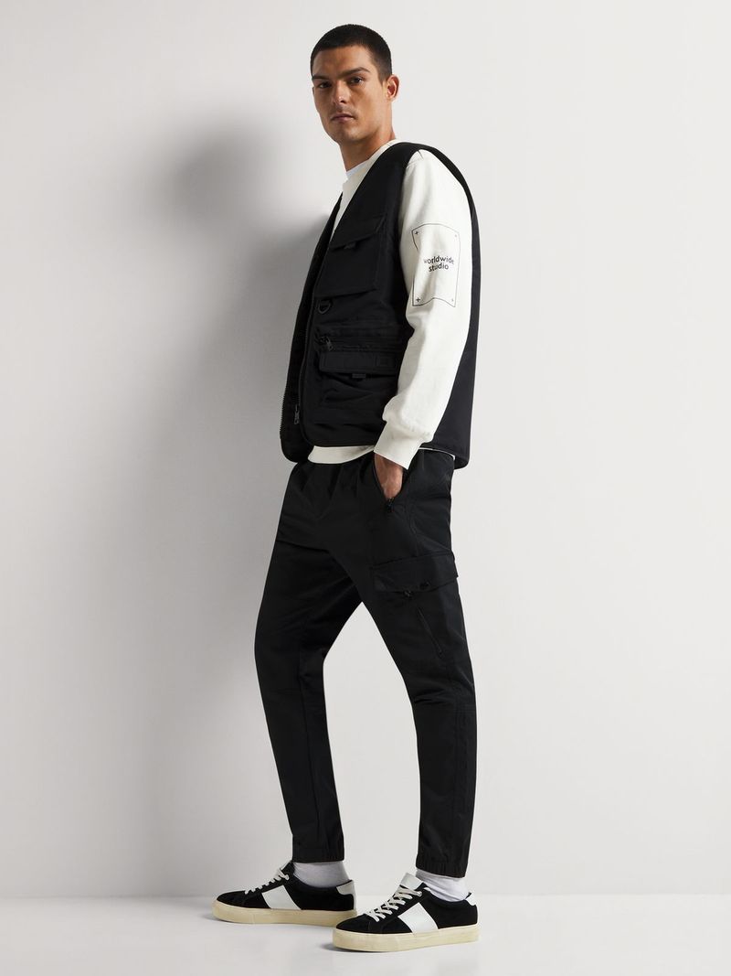 Men's Markham Multi Zip Utility Black Jogger - Bash.com