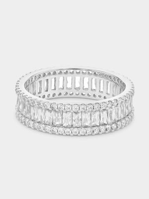 Sterling Silver Cubic Zirconia Baguette Ring