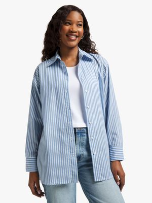 Women's Blue Striped Voile Shirt
