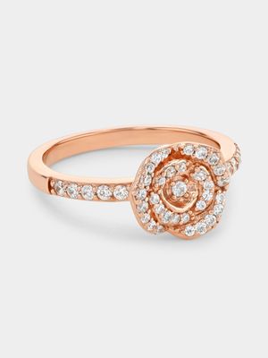 Rose Plated Sterling Silver Cubic Zirconia Rose Pavé Ring