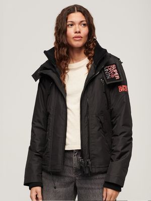 Women's Superdry Black Hood MTN Windbreaker Jacket