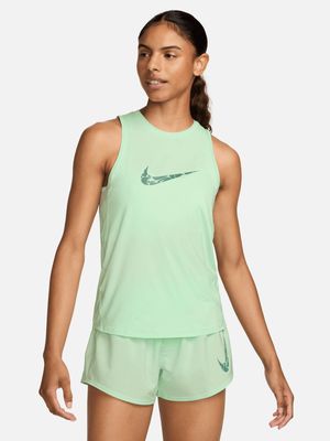 Womens Nike One Graphic Running Green Tank Top