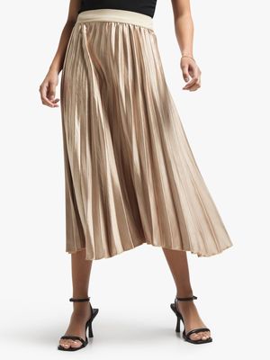 Jet Women's Stone Pleated Satin Skirt