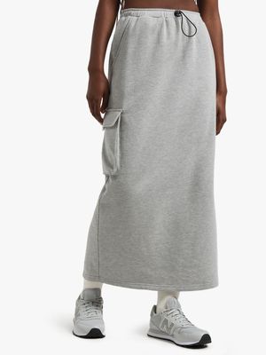 Redbat Women's Grey Melange Maxi Skirt