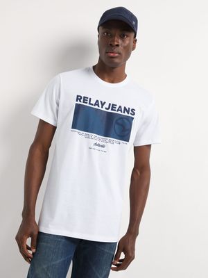 Men's Relay Jeans Slim Fit Stitch Holographic White T-Shirt