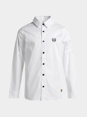 Jet Younger Boys White Embroidered Crown Shirt