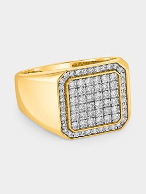 Yellow Gold 1ct Lab Grown Diamond Cushion Cluster Ring