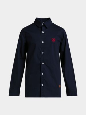 Jet Younger Boys Navy Crown Embroidery Shirt