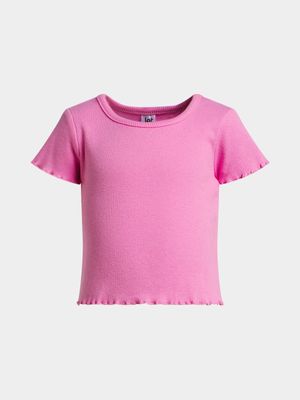 Jet Younger Girls Pink Shrunken T-Shirt