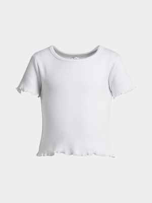 Jet Younger Girls White Shrunken T-Shirt