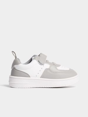 Jet Younger Boys White/Grey Paneled Court Sneakers