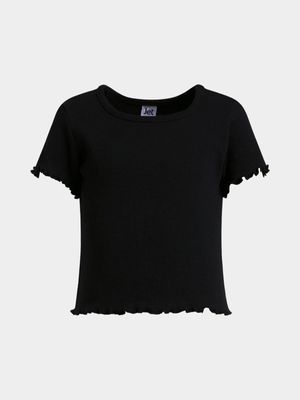 Jet Younger Girls Black Shrunken T-Shirt