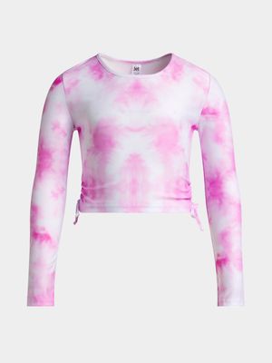 Jet Younger Girls Pink Tye Dye Side Rounched T-Shirt