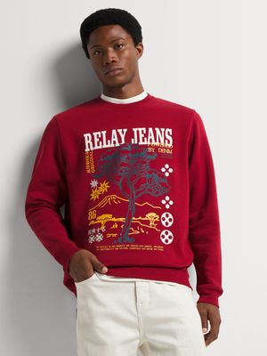 Men's Relay Jeans Photographic Red Sweat Top