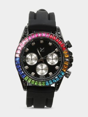 Men's Markham Black/Rainbow Silicone Watch
