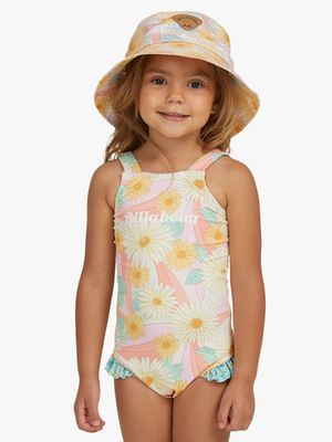 Girl's Billabong White Sweet Sunset One-Piece Swimsuit