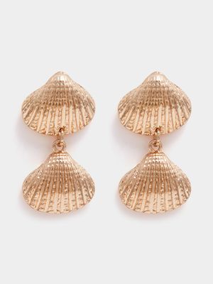 Double Seashell Drop Earrings