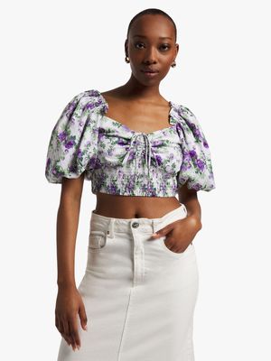Y&G Ruched Floral Top
